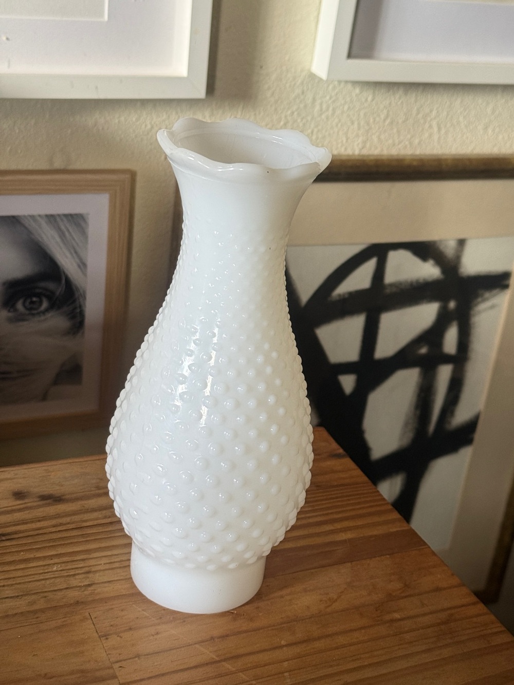 Vintage rare White Hobnail Milk Glass Hurricane lamp shade